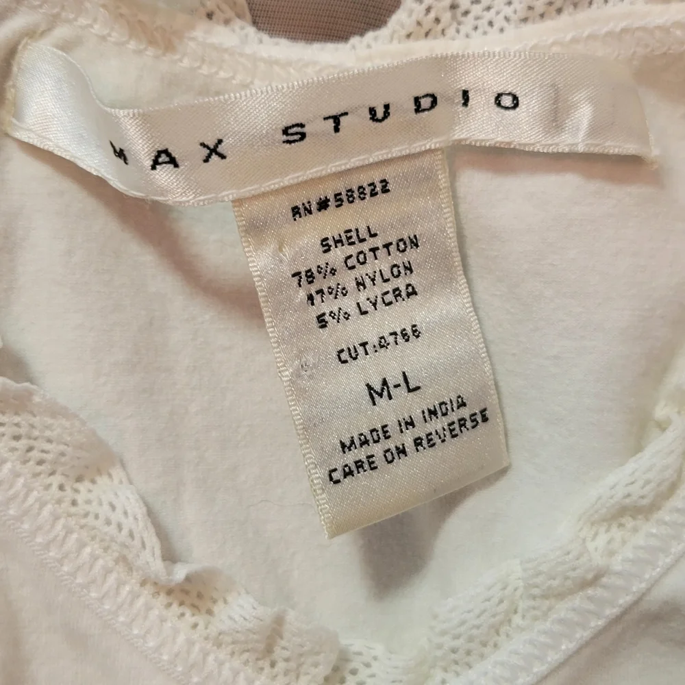 Max Studio White Fitted Ruffled Tank Top - Picture 2 of 3